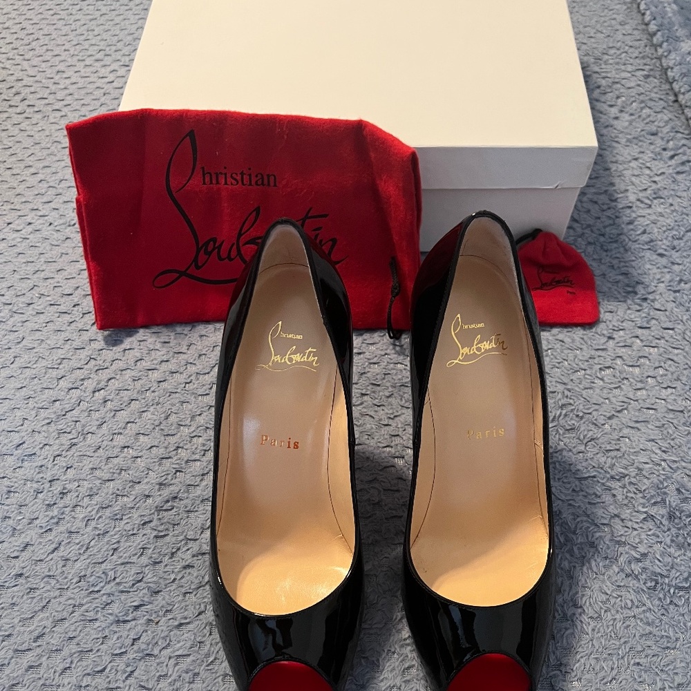 Black pair and nude pair primitive 120mm peep toe heels
